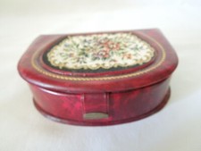 Vintage Travel Jewelry Case Felt Inside w/ Mirror Embroidered Hinged Snap Lid