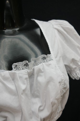 Gr.40 Dirndlbluse weiß Bluse für Dirndl Landhaus Baumwollmischung Spitze B11735 - Bild 2 von 4
