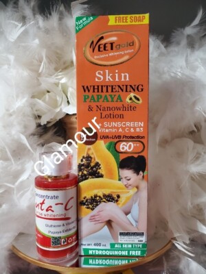 2pc. Veetgold papaya body lotion & papaya serum. Free soap. Spf 60 