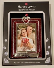 Harvey Lewis European Crystals Mini Picture Frame Holiday Ornament 