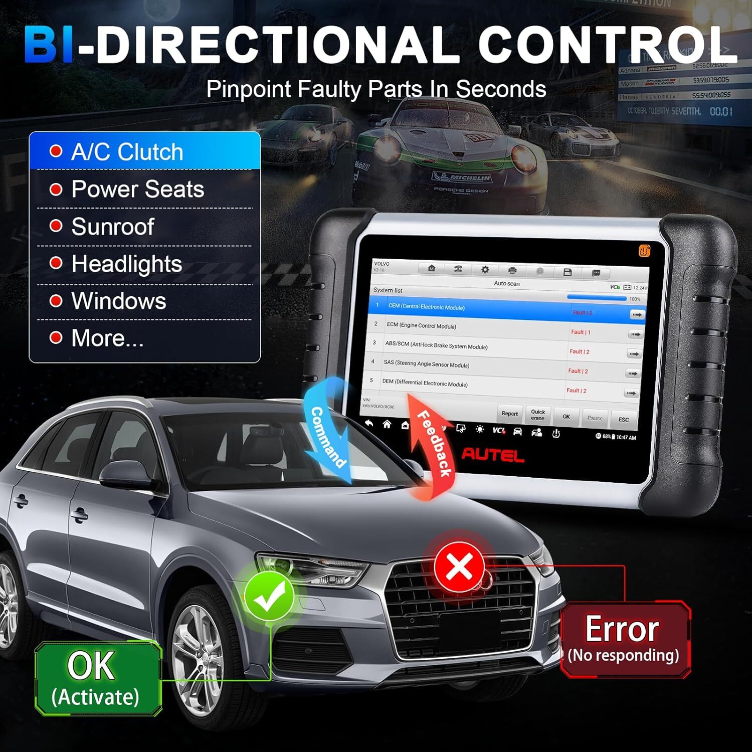 Autel MaxiPRO MP808Z-TS Car Diagnostic Scanner Tool Key Coding TPMS Programming