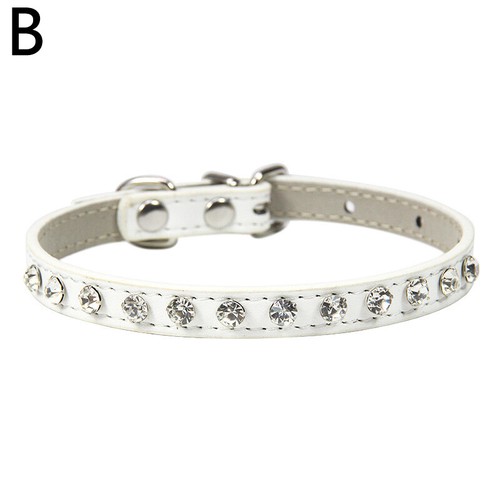 Pet Dog Cat Crystal Rhinestone Bling Choker Collar PU Leather Puppy Necklace AU - Picture 12 of 27