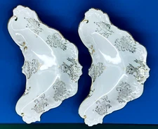 Set of 2 Andrea By Sadek Hand Painted Porcelain Crescent Moon Shape Trinket Dish