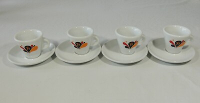 4 Nuova Point Italy Zicaffe Restaurant Ware Espresso Demitasse Cups & Saucers