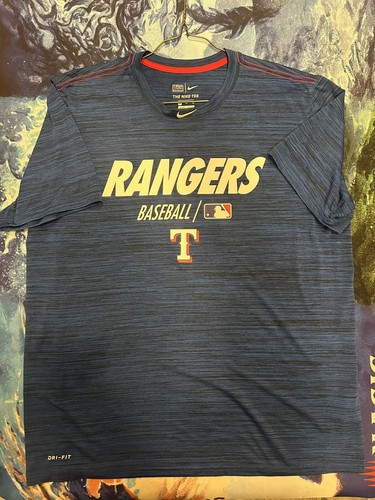 Texas Rangers Nike Authentic Collection Dri-Fit kurzärmliges blaues Shirt - XL