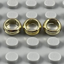Lego 3 Pieces Chrome Gold Ring 1x1 Mini Figures Utensil From Lord Of The Rings