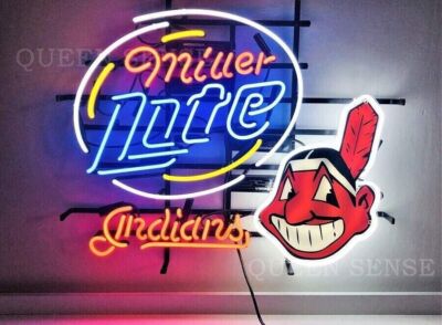20''x16'' Cleveland Indians Chief Beer Neon Sign Lamp Light Bar Artwork Display QL