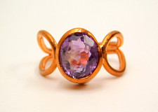 Gorgeous Natural Brazil Amethyst Handmade Artisan Fine Designer Copper Ring