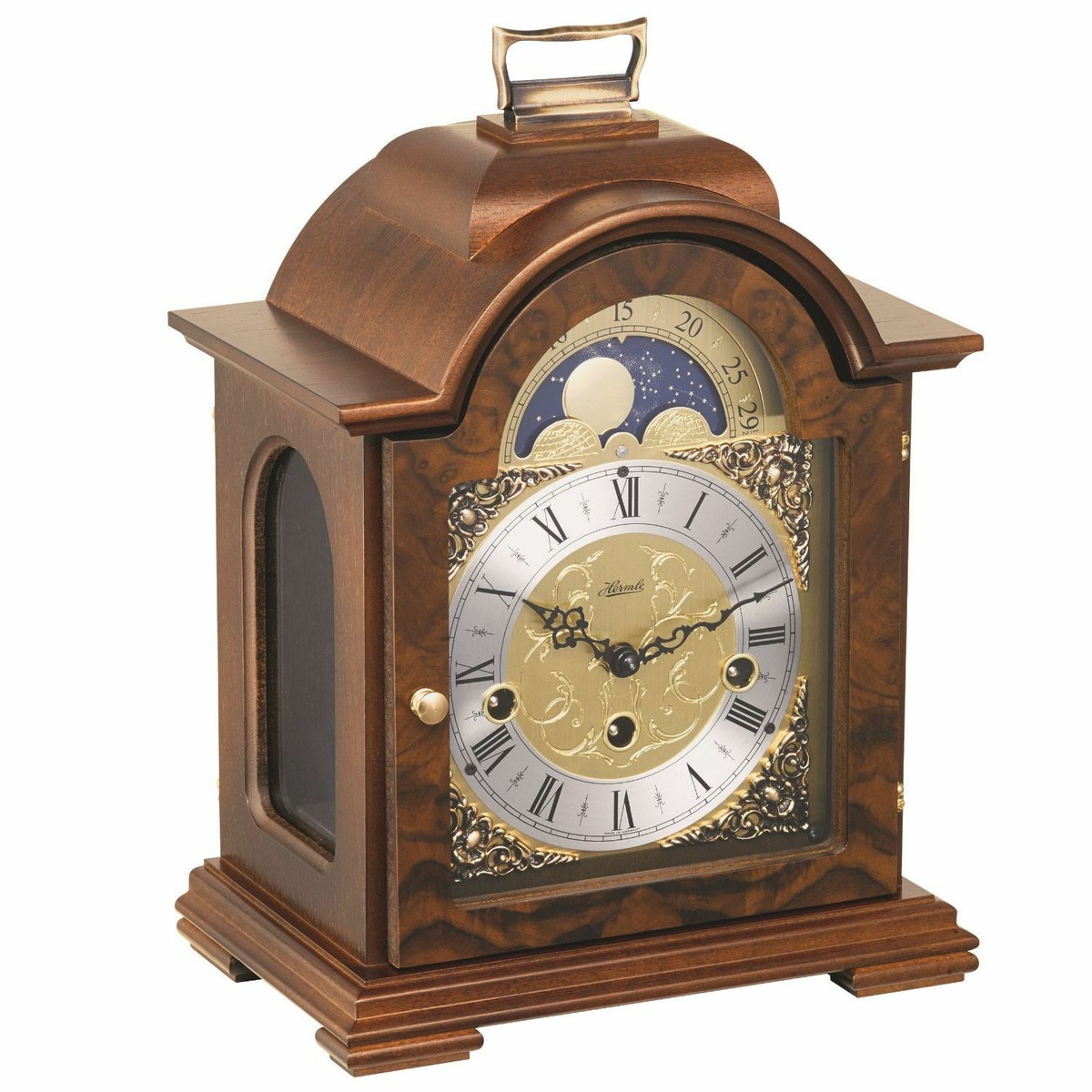 【希少・レア】Hermle チャイム機能付き置時計 22877-07Q Hermle 22864-030340 Debden Arched Westminster Chime Walnut Mantel