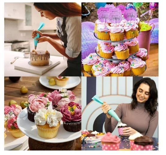 8 pcs Silicone Piping Bags Stainless Steel Nozzles Set with Coupler Cupcakes💹 - Image 4 of 4