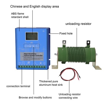 12V 24V 1600W MPPT Wind Solar Hybrid Charge Controller Boost Battery Regulator