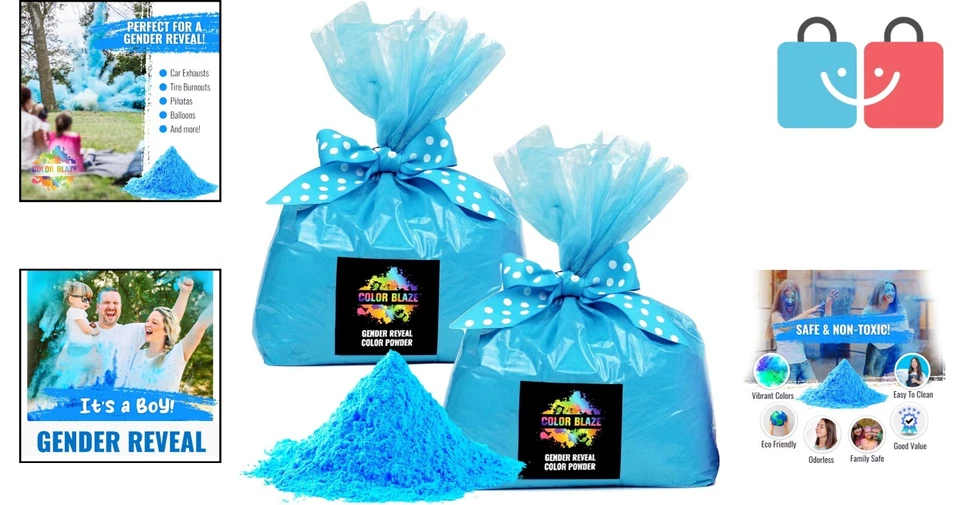 Polvo azul revelador de género de 10 libras - perfecto para emocionantes anuncios de bebés Foto 2 de 4
