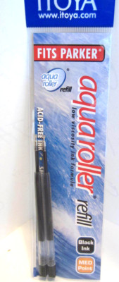 Set of 4 Itoya Aqua Roller Refill, 1.0mm, BLACK (Itoya AQR10BK-BP) -2 x 2/pk