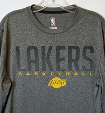 Lakers Basketball NBA Los Angeles Long Sleeve Heather Gray UNK T-Shirt Men's M