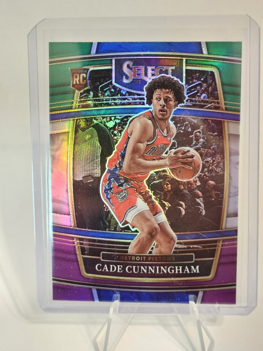 2021-22 Panini Select Cade Cunningham Prizm Green Purple Rookie RC 