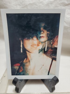 Woman ABSTRACT CLOSE UP  DOUBLE EXPOSURE vtg 1970's  photo Selfie  Polacolor. 5