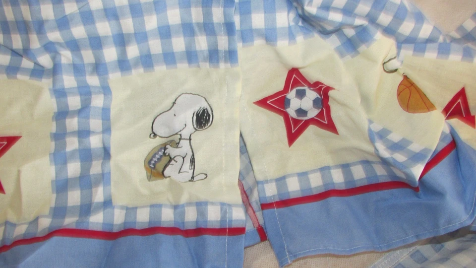 Peanuts snoopy woodstock sports ball crib skirt dust ruffle basketball baseball - Image 3 of 4