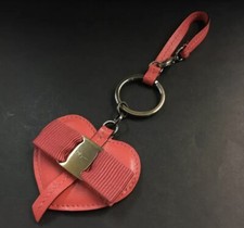 Salvatore Ferragamo Vara Ribbon Heart Leather Key Ring Holder Bag Charm