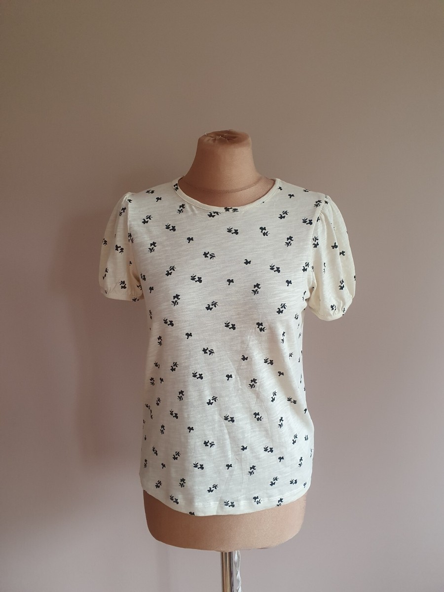 WHISTLES €59 Cream Forget Me Not Floral Print Tshirt Cotton Puff