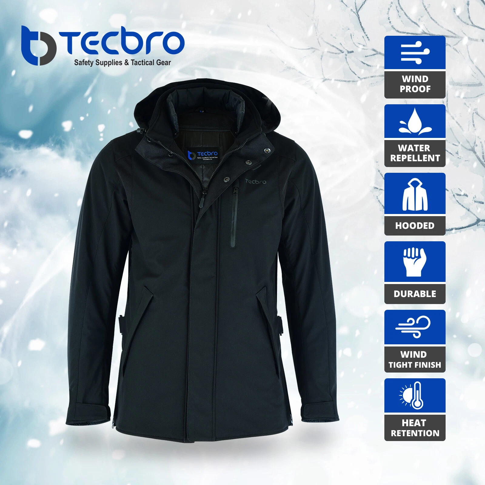 Tecbro Chill Bloc -20°F Softshell Jacket Extreme Cold Weather Fleece Hood Parka