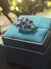 Sterling Silver Size 7 Rings Featuring Beautiful Blue And White AAA Crystal