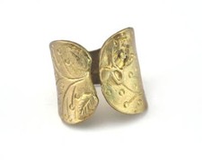 Leaf Ring Adjustable 21x22mm Raw brass 19mm 9US inner size 2606
