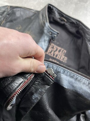 Vintage Archive Avant Garde Black / White Leather Zip Faded Cross