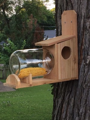 Handmade Cedar Wood Squirrel Feeder Without Gallon Feed Jar Ebay