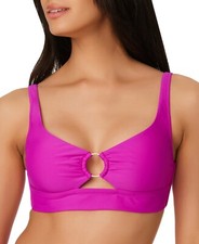 Bar Iii Banded Ring Bikini Top Women's Swimsuit Bright Pink Size Medium