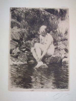 Lithographie signiert ANDERS ZORN Schweden