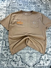 Vintage Carhartt Pocket T-shirt Mens Large Biege Workwear Chore Utility Loose