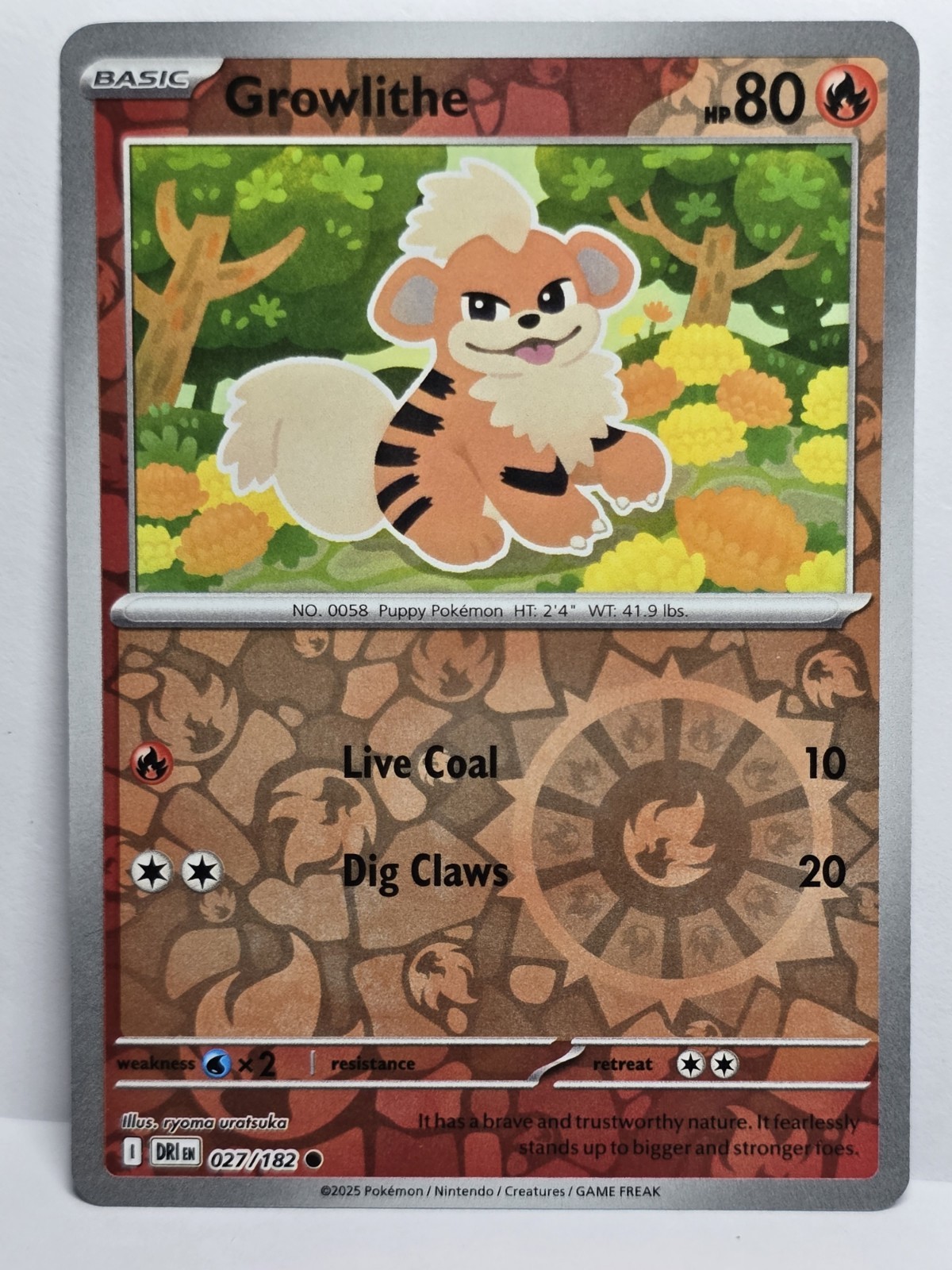 Pokemon TCG Growlithe 27/182 Destined Rivals SV10 Reverse Holo NM