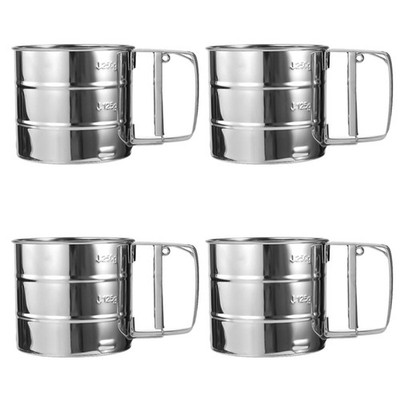 Backen Mehlsieb Lebensmittelsieb Edelstahl Handsieb Mehlbecher5383