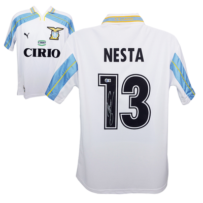 Alessandro Nesta Signed Lazio Away Soccer Jersey #13 with Beckett