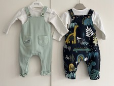 Baby Boys 0-3 Months Dungarees Outfit Bundle Set Animals Bugs George Primark