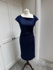 LK Bennett Davina Blue Shift Dress, Flattering UK14 In A Mid Navy Blue Vguc