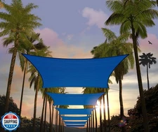 Amgo 12' x 12' Blue Rectangle Square Sun Shade Sail Canopy Awning Fabric Mesh