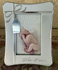NWT Burnes Of Boston New Arrivals Silvertoned Picture Frame Baby Shower