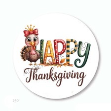 Whimsical Happy Thanksgiving Stickers Envelope Seals Holiday Turkey Favors