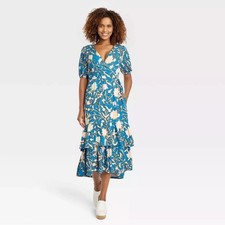 Knox Rose Women's Short Sleeve Floral Wrap Dress With Pockets