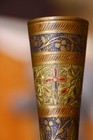 Brass etched thin Vase 4-3/4" Tall Made in British India # 140 — photo 3