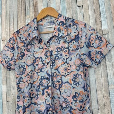 Vintage Xhilaration Psychedelic Floral Button Down Shirt Top 90s Y2K RetroM L