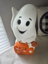 Hyde  Eek Halloween Light Up Blow Mold Ghost With Pumpkin Boo New