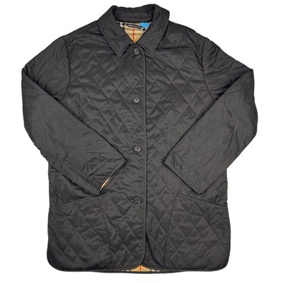 Burberry London Womens Black Quilted Nova Check Jacket Made in England S REG