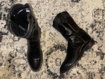 Justin Lizard Black Roper Mens Size 9.5 D Cowboy Boots