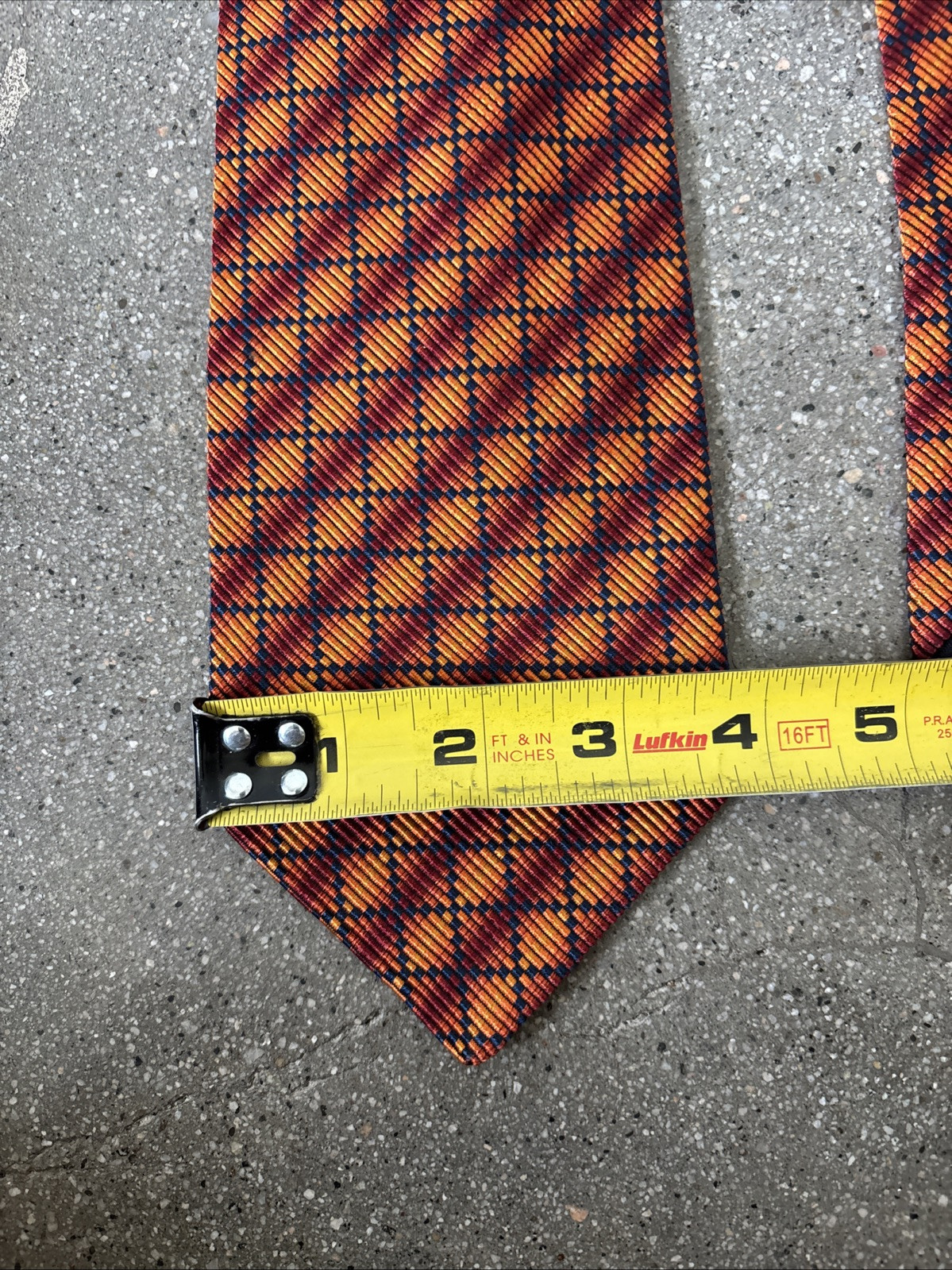 CANALI Rust Orange Square Pattern Silk Textured N… - image 5