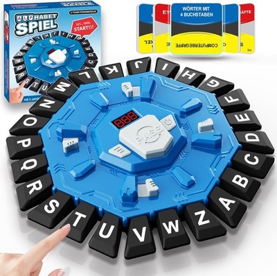 Wortspiel, Brettspiele für Kinder und Erwachsene mit 2 Modi, 24 Tasten