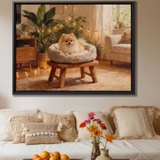Pomeranian Oil Painting Dog Canvas Print Living Room Decor Cozy Pet Wall Art