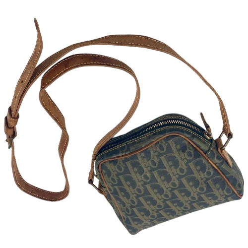 [Authentic Used] CHRISTIAN DIOR Oblique Trotter PVC Brown Crossbody Shoulder Bag