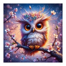 Diamond Painting Kits for Adults Floral Owl, 5D Full Drill Diamond Art Kit, Full